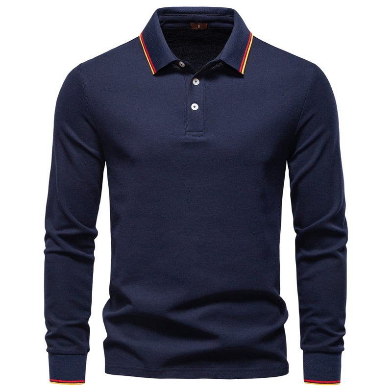 2025 New Autum Men''s Long-Sleeved Polo T-Shirt Lapel Pure Color Men''s Tops Versatile Polo Shirt for Men - Image 2
