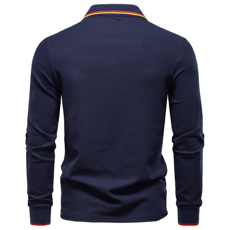 2025 New Autum Men''s Long-Sleeved Polo T-Shirt Lapel Pure Color Men''s Tops Versatile Polo Shirt for Men - Image 3