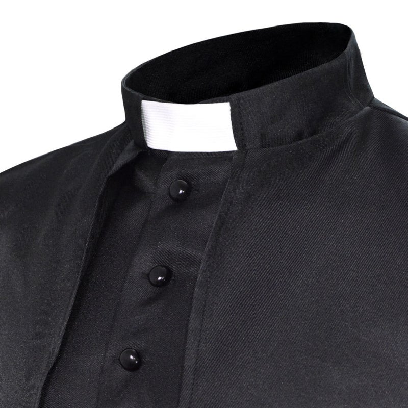Halloween Priest Costume With Cross Necklace Unisex Men Women Solid Long Father Vicar Fancy Dress Outwear Medieval Priest Cosplay Costumes Halloween Party Props - Image 5