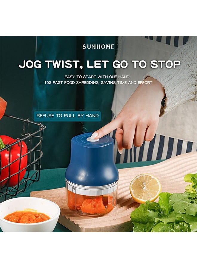 صن هوم 2-in-1 Mini Electric Food Chopper Mixer 150ml + 300ml 45W SH-188B أزرق / شفاف  - Image 4
