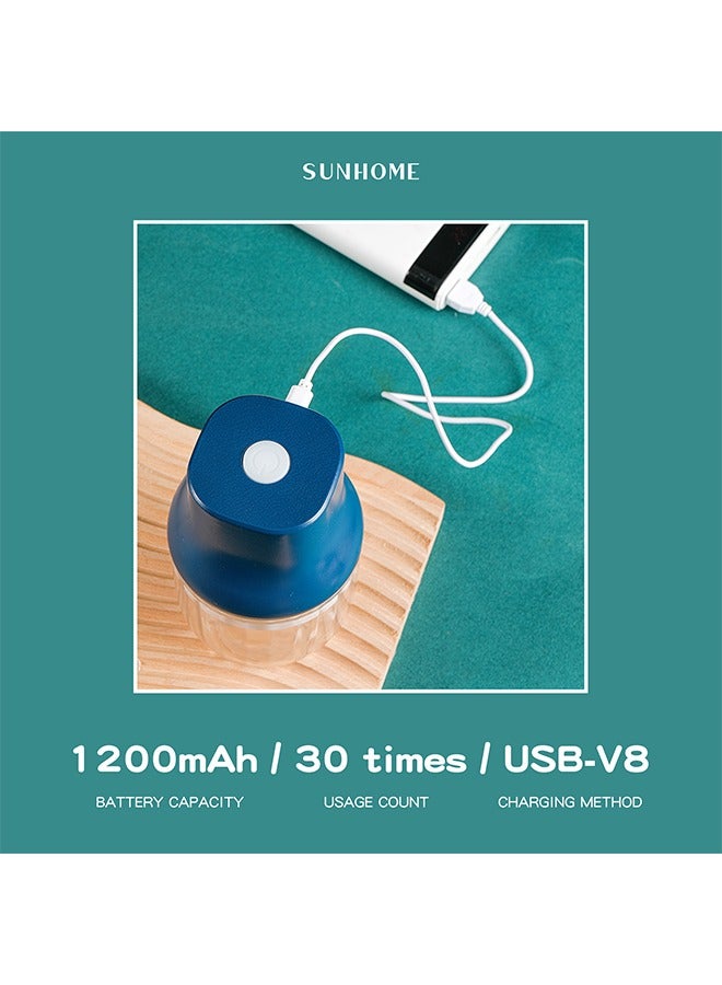 صن هوم 2-in-1 Mini Electric Food Chopper Mixer 150ml + 300ml 45W SH-188B أزرق / شفاف  - Image 5