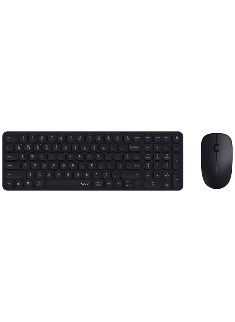 Generic - Rapoo 9320M Keyboard u0026 Mouse Combo Set, Multi-Mode Wireless, Bluetooth 3.0, 4.0 u0026 2.4 GHz, Spill Resistant Keyboard, Ergonomic Design1300 DPI Optical Mouse, Dark Grey | 9320M MK - Image 1