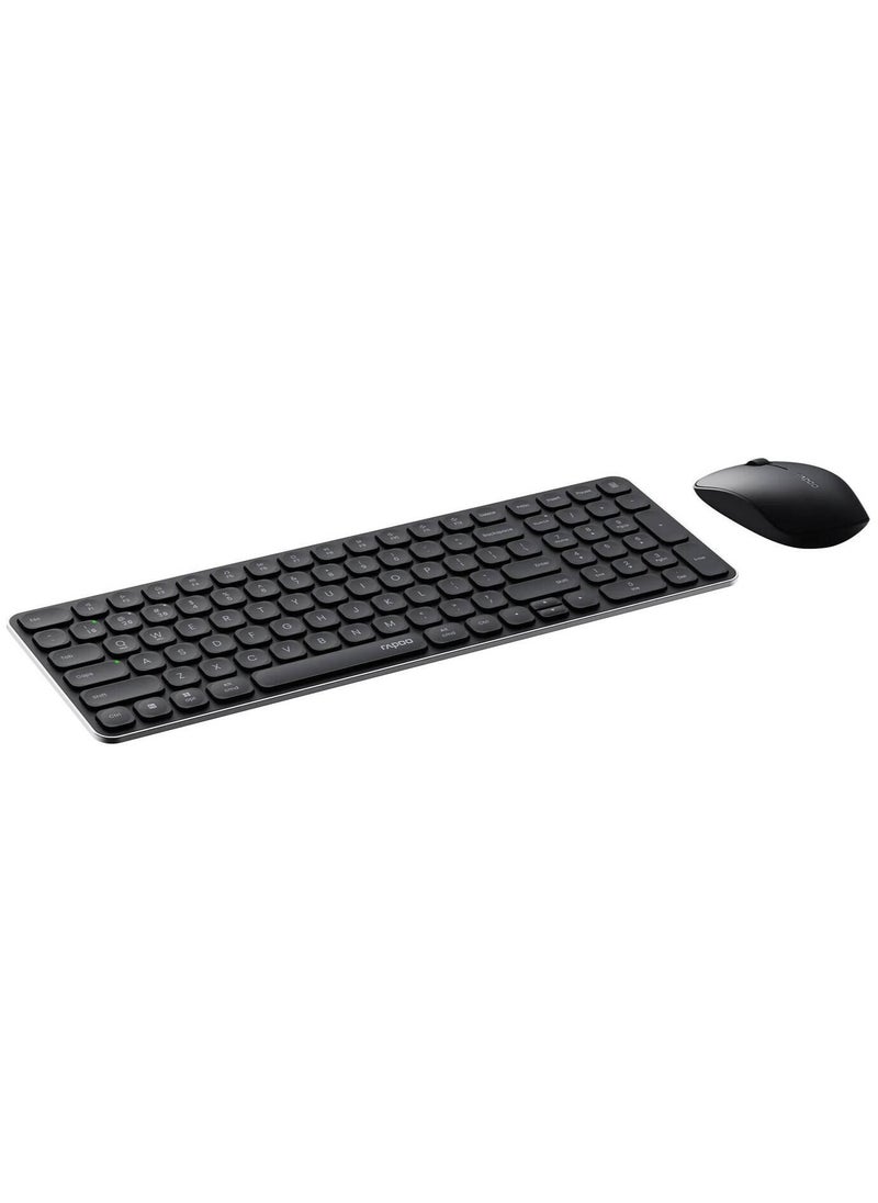 Generic - Rapoo 9320M Keyboard u0026 Mouse Combo Set, Multi-Mode Wireless, Bluetooth 3.0, 4.0 u0026 2.4 GHz, Spill Resistant Keyboard, Ergonomic Design1300 DPI Optical Mouse, Dark Grey | 9320M MK - Image 1