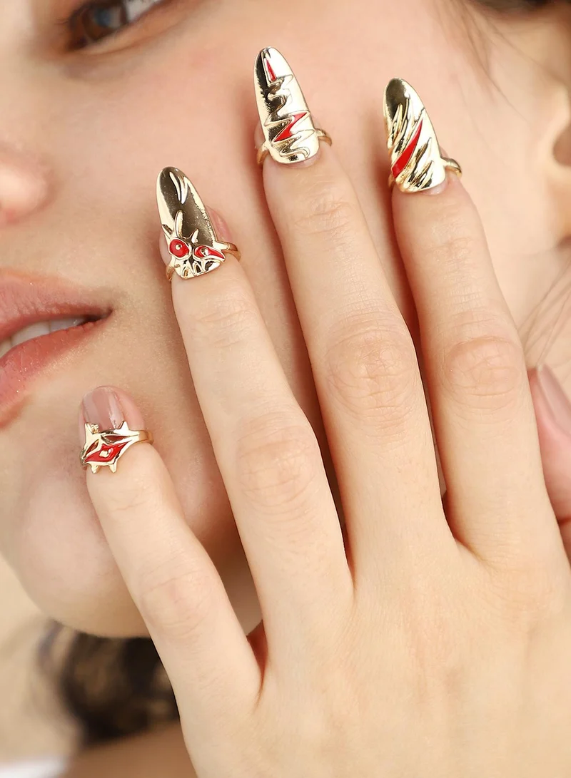 SOHI Women The Wonder-Woman Nail Ring Set | California  Colour | One-Size | Metallic Alloy Material | Adjustable Closure | Ring For Casual & Evening Wear