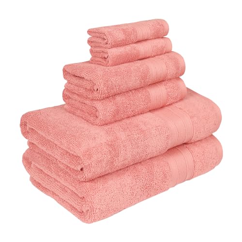 Trident Soft Comfort Air Rich Towels for Bath, 100% Cotton Towel, Super Soft, Highly Absorbent, 6 Pieces Towel Set, 500 GSM - Coral Haze - Image 2