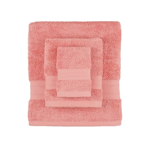 Trident Soft Comfort Air Rich Towels for Bath, 100% Cotton Towel, Super Soft, Highly Absorbent, 6 Pieces Towel Set, 500 GSM - Coral Haze - Image 3