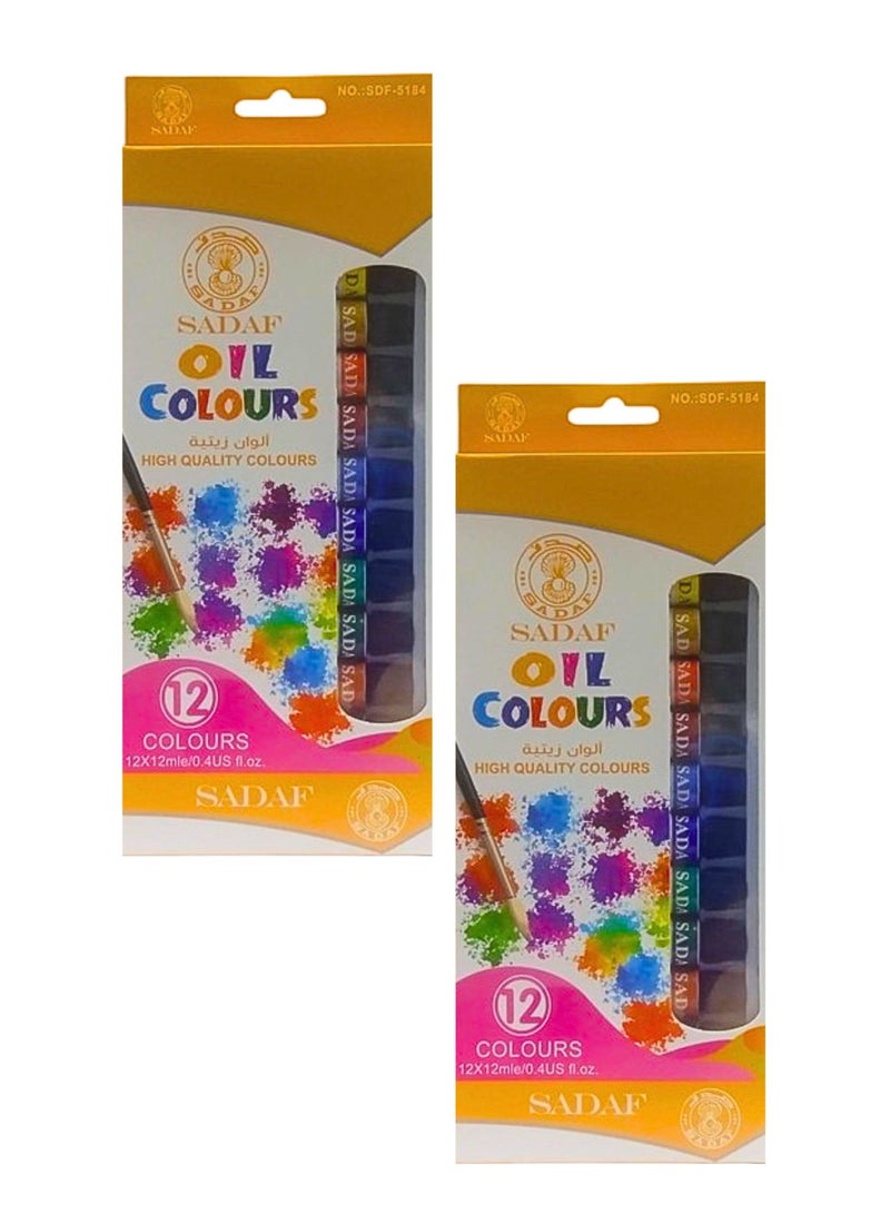 Sadaf Oil Colours High Quality Colours 12 Colours x 12ml (Pack of 2) - Image 1