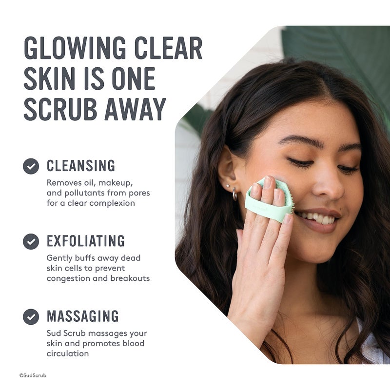 Sud ScrubÂ® Antimicrobial Silicone Face Scrubber, 1 Pack, Gentle Face Exfoliator for Sensitive Skin, Eco Friendly Facial Cleansing Brush, Exfoliating Face Brush for Men and Women (Charcoal) - Image 3