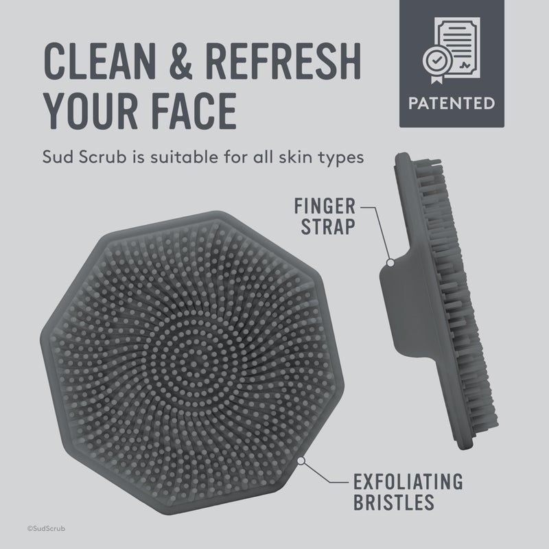 Sud ScrubÂ® Antimicrobial Silicone Face Scrubber, 1 Pack, Gentle Face Exfoliator for Sensitive Skin, Eco Friendly Facial Cleansing Brush, Exfoliating Face Brush for Men and Women (Charcoal) - Image 5