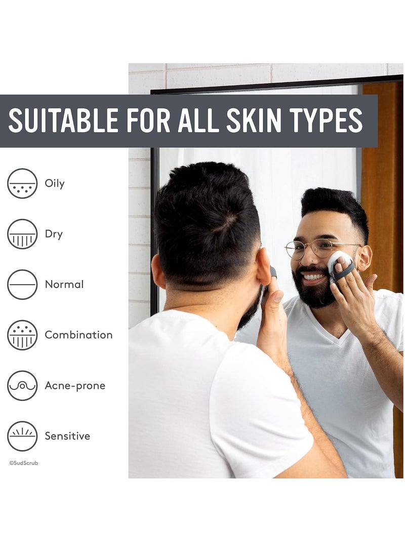 Sud Scrub Sud Scrub Antimicrobial Silicone Face Scrubber, 1 Pack, Gentle Face Exfoliator for Sensitive Skin, Eco Friendly Facial Cleansing Brush, Exfoliating Face Brush for Men and Women (Charcoal)  - Image 2