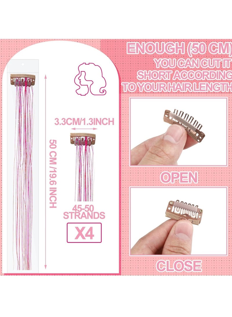 Zikra 36 Pcs 19.7 Inch Clip-in Hair Tinsel Kit - Glitter Hair Tinsel Extensions with Clips, 9 Colors Heat Resistant - Colorful Hair Accessories for Women, Girls, and Kids' Parties - Image 3