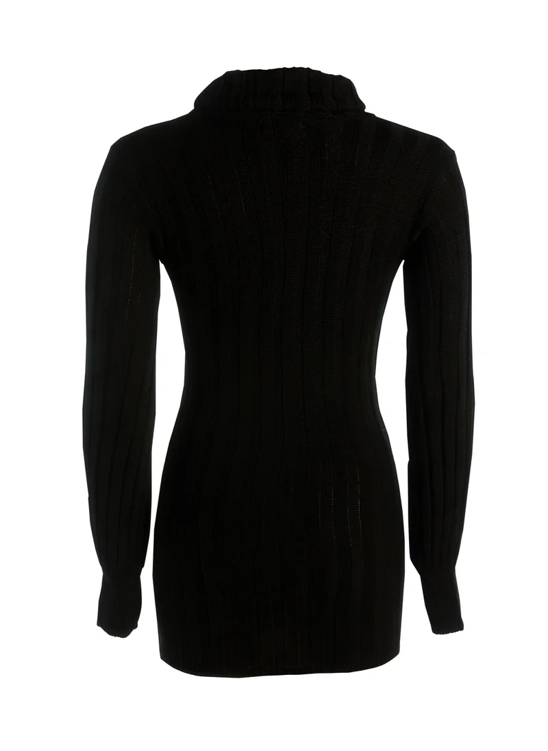 London Rag Roll Neck Bodycon Mini Dress in Black