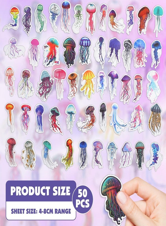 Ymapinc 50PCS Jellyfish Stickers, Colorful Waterproof Vinyl Decals for Water Bottles, Luggage, Laptop, Phone, Jellyfish Decor Gifts for Women, Teens, Aesthetic Stickers for Scrapbook - Image 5