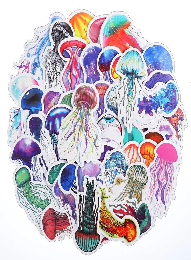 Ymapinc 50PCS Jellyfish Stickers, Colorful Waterproof Vinyl Decals for Water Bottles, Luggage, Laptop, Phone, Jellyfish Decor Gifts for Women, Teens, Aesthetic Stickers for Scrapbook - Image 1