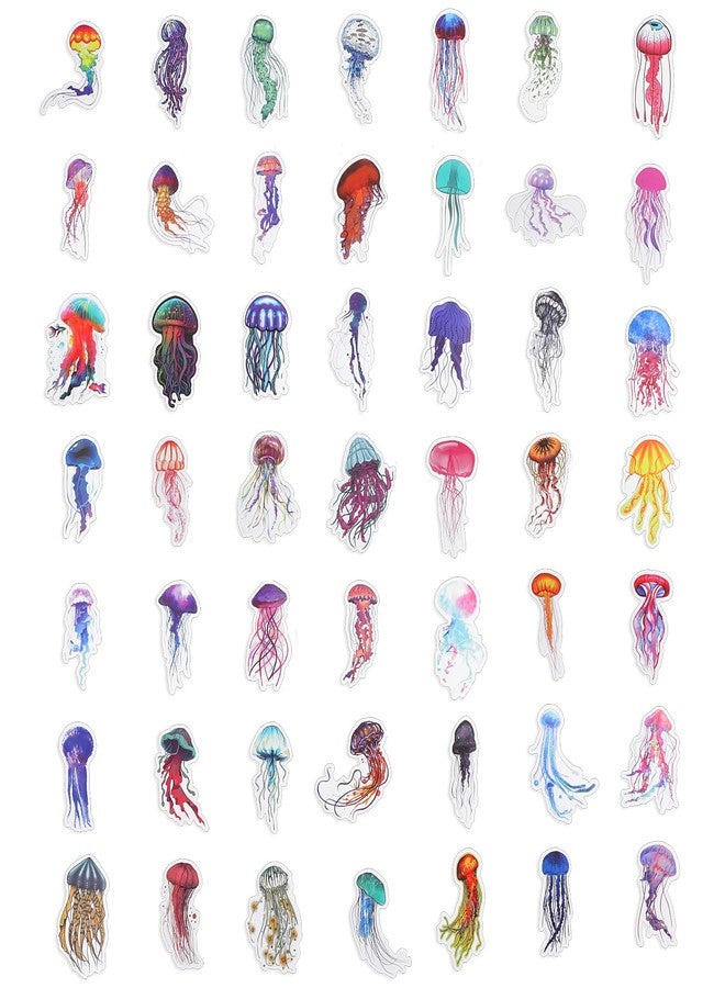 Ymapinc 50PCS Jellyfish Stickers, Colorful Waterproof Vinyl Decals for Water Bottles, Luggage, Laptop, Phone, Jellyfish Decor Gifts for Women, Teens, Aesthetic Stickers for Scrapbook - Image 3