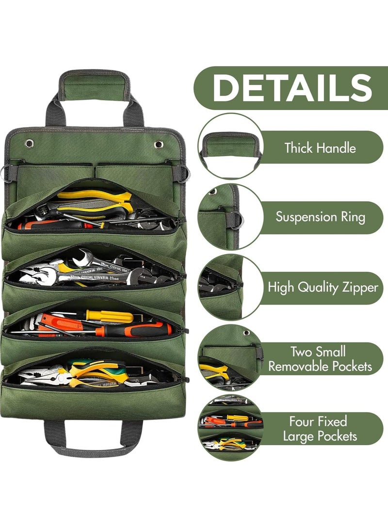 CMGTYYD Upgraded Tool Bag Roll Up Organizer, Detachable Pouches, Heavy-Duty 600D Oxford Fabric with PVC Coating, Rust-Proof Zippers, Multiple Pockets, Ideal Gift for Electricians, Mechanics, DIY Lover  - Image 3