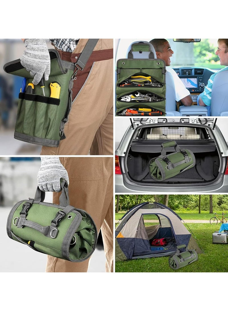 CMGTYYD Upgraded Tool Bag Roll Up Organizer, Detachable Pouches, Heavy-Duty 600D Oxford Fabric with PVC Coating, Rust-Proof Zippers, Multiple Pockets, Ideal Gift for Electricians, Mechanics, DIY Lover  - Image 2