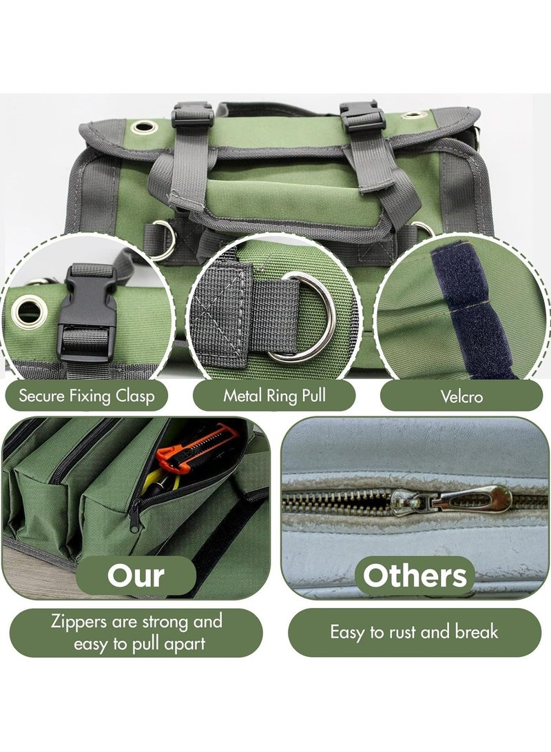 CMGTYYD Upgraded Tool Bag Roll Up Organizer, Detachable Pouches, Heavy-Duty 600D Oxford Fabric with PVC Coating, Rust-Proof Zippers, Multiple Pockets, Ideal Gift for Electricians, Mechanics, DIY Lover  - Image 4