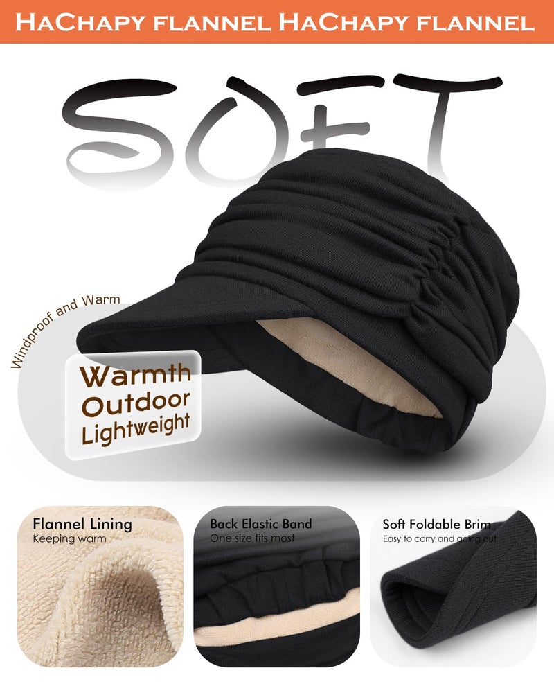 Hachapy Chemo Hats for Women Winter - Soft Cancer Headwear for Women Chemo,Head Caps for Hair Loss, Dressy Newsboy Cap for Chemotherapy Patients Black - Image 3
