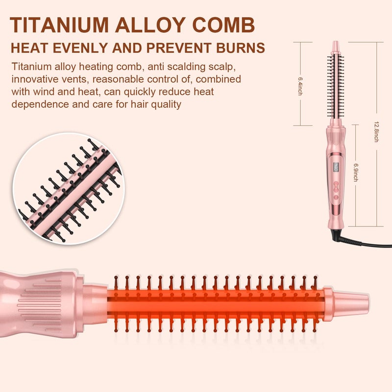 USHOW Heated Round Brush 1/2 Inch Small Curling Brush,Volumizing Thermal Brush 0.5 Inch Ceramic Tourmaline Heated Hot Ionic Iron, Tiny Curling Wand Hair Styler Tool (Pink, 0.5 inch) - Image 4