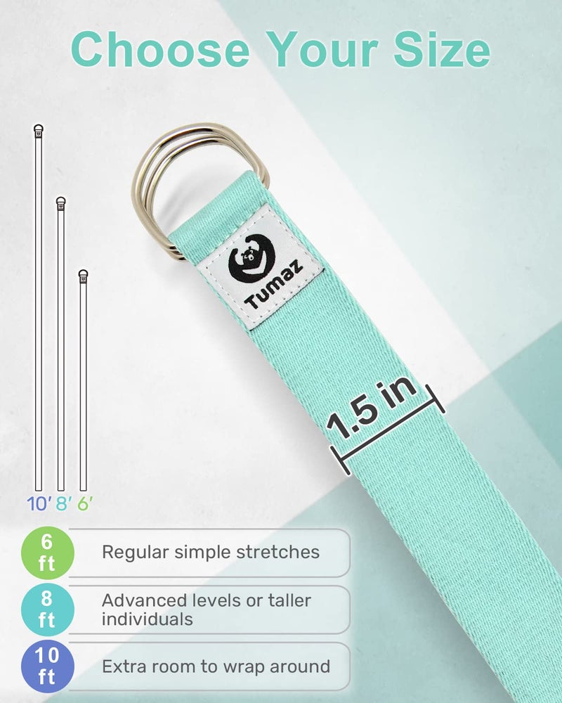 Tumaz Yoga Strap/Stretch Bands [15+ Colors, 6/8/10 Feet Options] with Extra Safe Adjustable D-Ring Buckle, Durable and Comfy Delicate Texture - Best for Daily Stretching, Physical Therapy, Fitness - Image 5