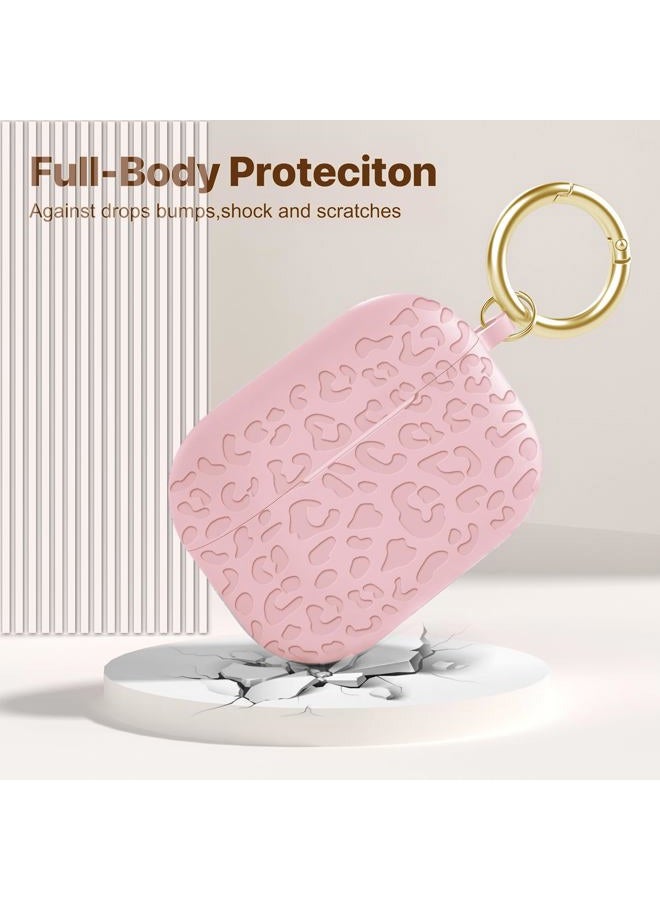 Gawnock Case Compatible with AirPods Pro 3 Generation 2025 Cover with Keychain, Gawnock Engraved Leopard Skin Soft Cover for AirPods Pro 3 Case Full Protection,Front LED Visible, Pink - Image 5