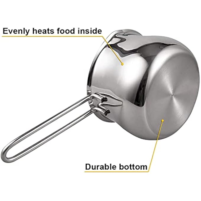 TIKUSAN Saucepan Stainless Steel Milk Pan Made In Japan Measuring Pan Sauce With Heatproof Handle Chocolate Melting Cheese Baking Pot For Stove Top Butter Warmer 10 Quart - Image 4