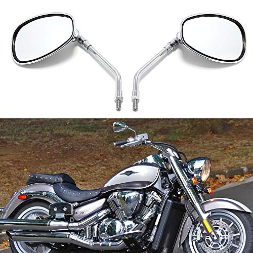GMI Motorcycle Chrome Rearview Side Mirrors Compatible with Kawasaki Suzuki Chopper Scooter 10MM - Image 2