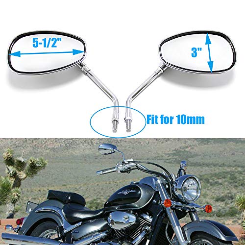 GMI Motorcycle Chrome Rearview Side Mirrors Compatible with Kawasaki Suzuki Chopper Scooter 10MM - Image 5