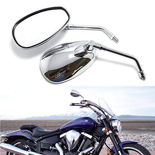 GMI Motorcycle Chrome Rearview Side Mirrors Compatible with Kawasaki Suzuki Chopper Scooter 10MM - Image 4