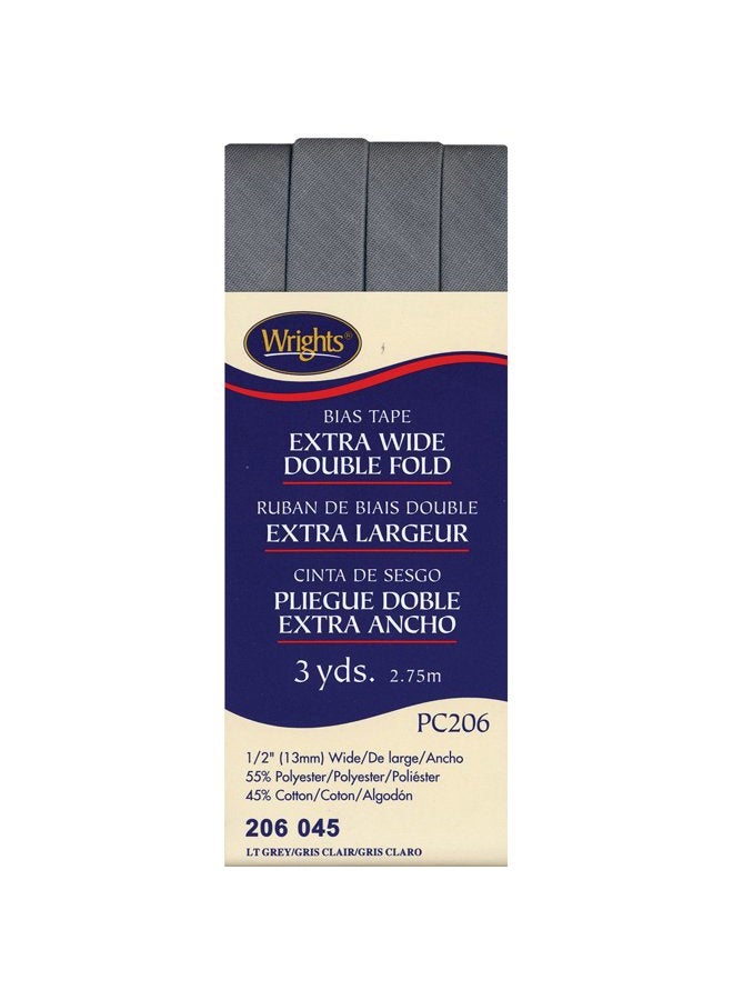 Wright Products 117-206-045 Wrights Extra Wide Double Fold Bias Tape, 3 yd., Light Grey