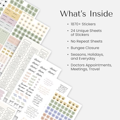 Blue Sky Everygirl 1870+ Sticker Book, Planner and Calendar Pack, 4.49” x 9.06”, Full Color, with Bungee Closure, 24 Unique Sheets (Every Day & Every Month) - Image 4