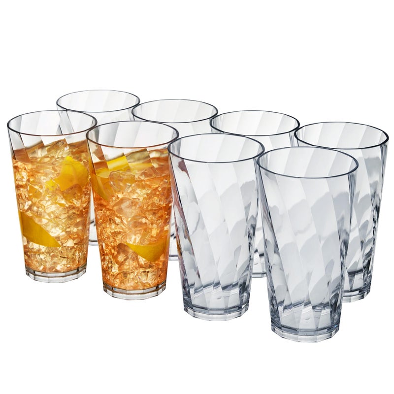 US Acrylic Optix Plastic Reusable Drinking Glasses (Set of 8) 20oz Water Cups in Clear | BPA-Free Tumblers, Made in USA | Top-Rack Dishwasher Safe - Image 1