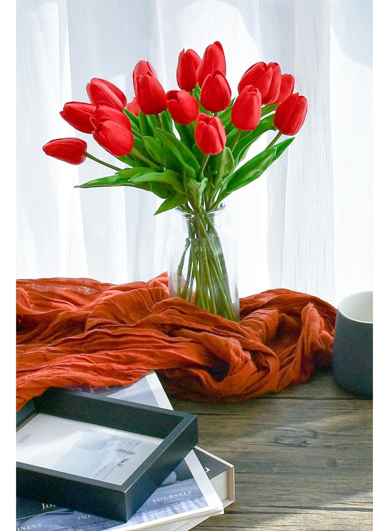 LOWHAT 12 Pcs Red Artificial Tulip Silk Flowers 45 CM Bulk Home Kitchen Wedding Decorations - Image 4