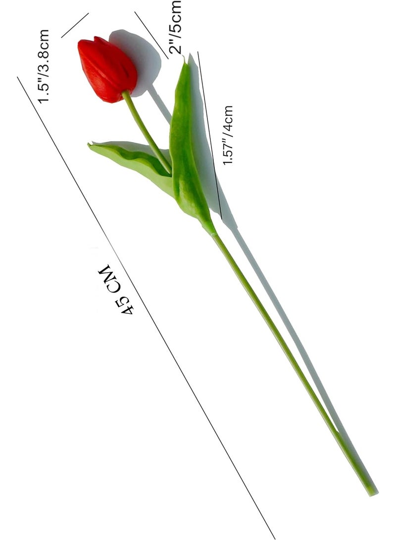 LOWHAT 12 Pcs Red Artificial Tulip Silk Flowers 45 CM Bulk Home Kitchen Wedding Decorations - Image 2