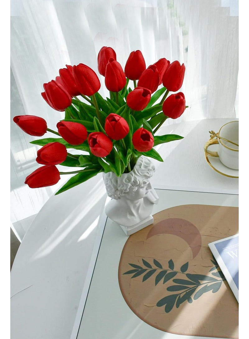 LOWHAT 12 Pcs Red Artificial Tulip Silk Flowers 45 CM Bulk Home Kitchen Wedding Decorations - Image 5