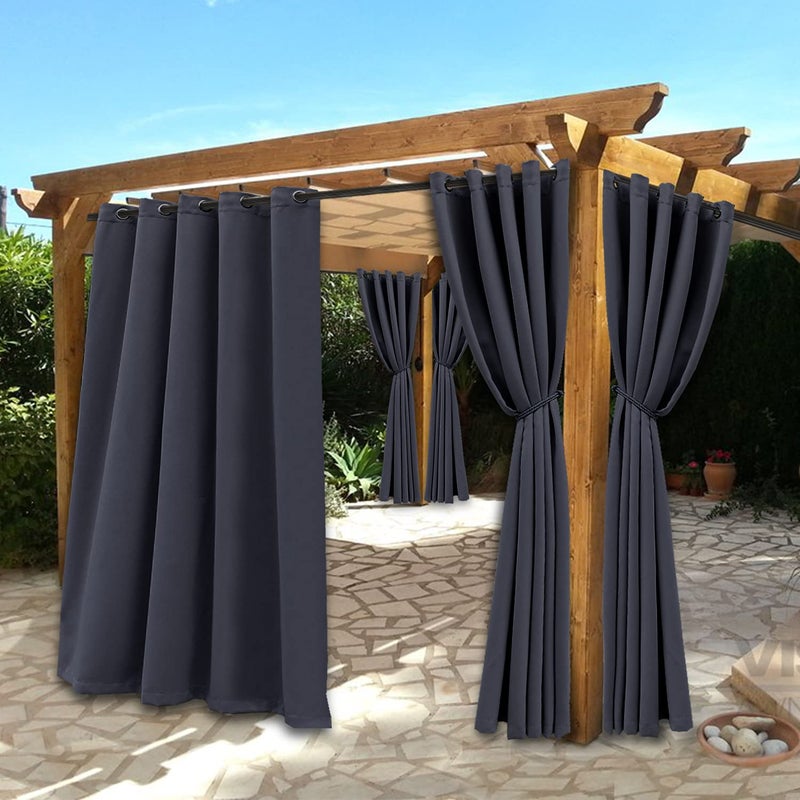BONZER BONZER Waterproof IndoorOutdoor Curtains for Patio  Thermal Insulated Sun Blocking Grommet Blackout Curtains for Bedroom Porch Living Room Pergola Cabana 2 Panels 70 x 95 inch Dark Grey