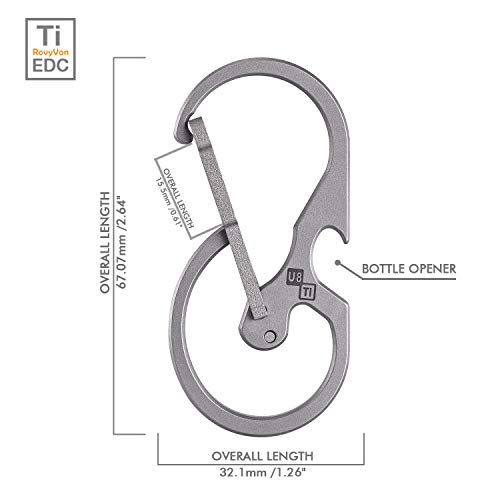 RovyVon U8 Small Keychain Carabiner, Mini Key Pocket Clip, Titanium EDC with Bottle Opener, Multi Tool, Best, Heaty Duty, Emergencies, Man, Office - Image 4