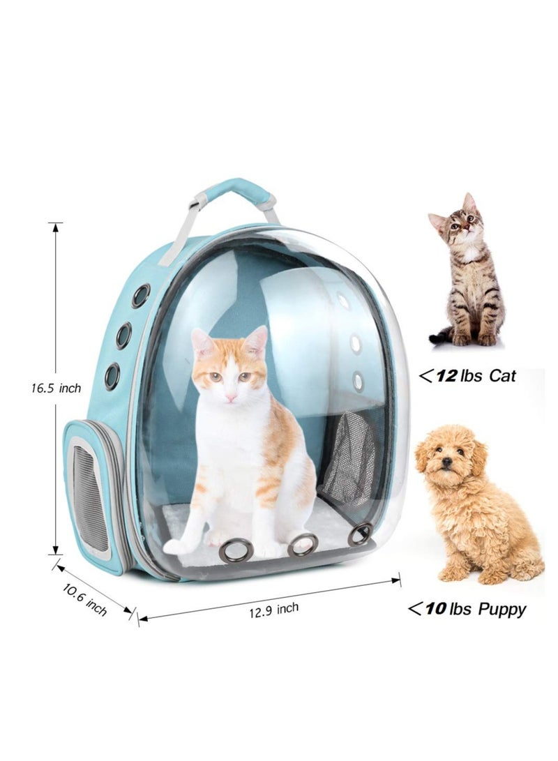 HAPPY PUSS Transparent pet carrier backpack: stylish pet bag for travel, breathable space capsule design, carrier for cats and dogs, suitable for traveling hiking and camping.blue color - Image 1