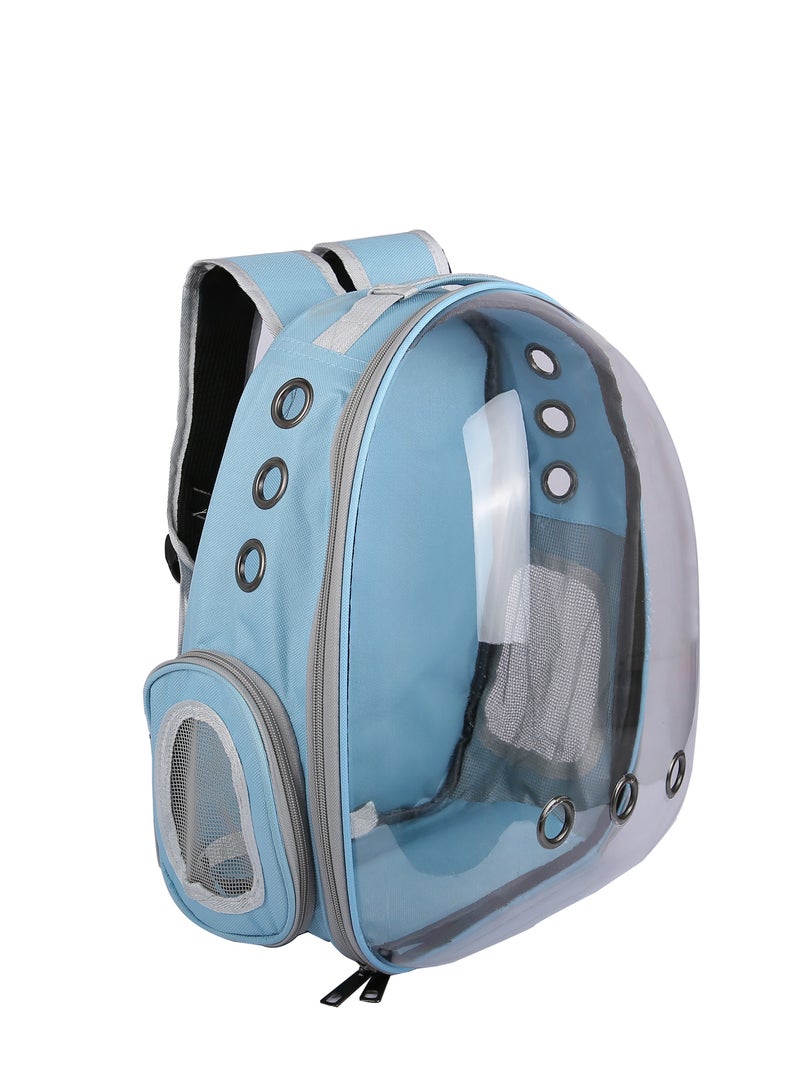 HAPPY PUSS Transparent pet carrier backpack: stylish pet bag for travel, breathable space capsule design, carrier for cats and dogs, suitable for traveling hiking and camping.blue color - Image 5