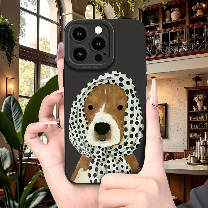 Cartoon Samoyed Dog Phone Case For iPhone 13 Mini Black Minimalist Creative Trendy Light Luxury High End Elegant Yellowing Resistant Wear Resistant Scratch Resistant Drop Resistant - Image 2