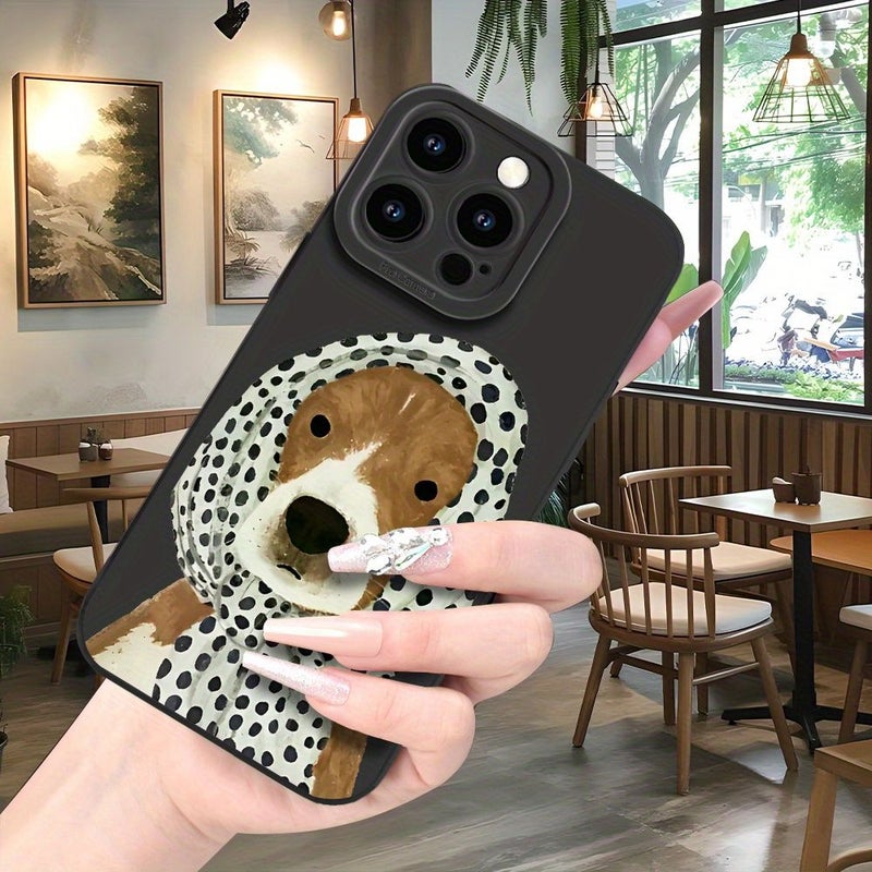 Cartoon Samoyed Dog Phone Case For iPhone 13 Mini Black Minimalist Creative Trendy Light Luxury High End Elegant Yellowing Resistant Wear Resistant Scratch Resistant Drop Resistant - Image 1