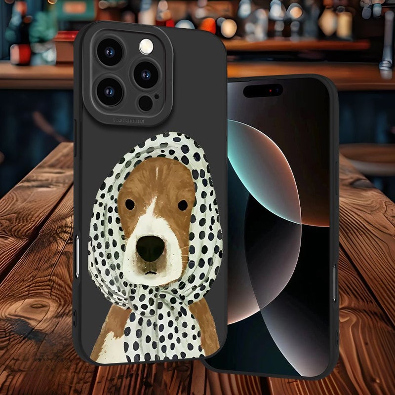 Cartoon Samoyed Dog Phone Case For iPhone 13 Mini Black Minimalist Creative Trendy Light Luxury High End Elegant Yellowing Resistant Wear Resistant Scratch Resistant Drop Resistant - Image 4
