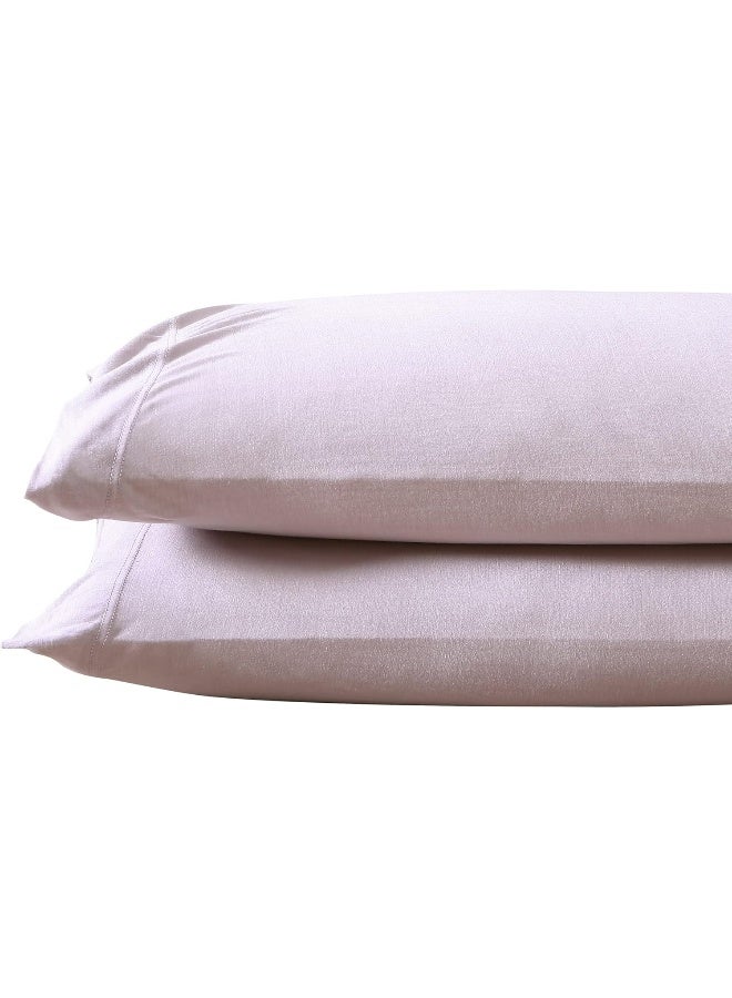 Brielle Home Tencel Modal – 100% Modal, Beech Tree Fiber – T-Shirt Jersey Knit – Pillowcase Set, Lilac, Standard  - Image 1