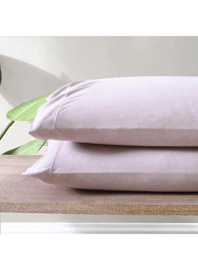 Brielle Home Tencel Modal – 100% Modal, Beech Tree Fiber – T-Shirt Jersey Knit – Pillowcase Set, Lilac, Standard  - Image 2