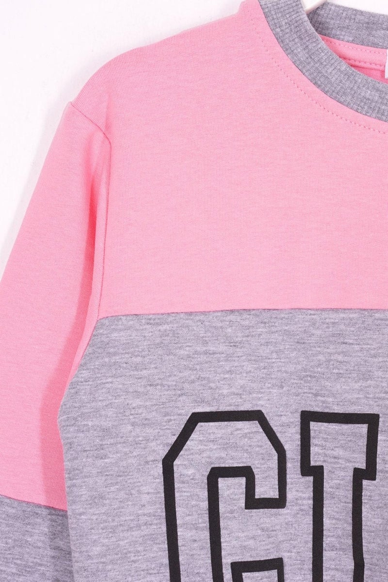 Zepkids Crew Neck Long Sleeve Light Pink Color Girl Tracksuit Set  - Image 3