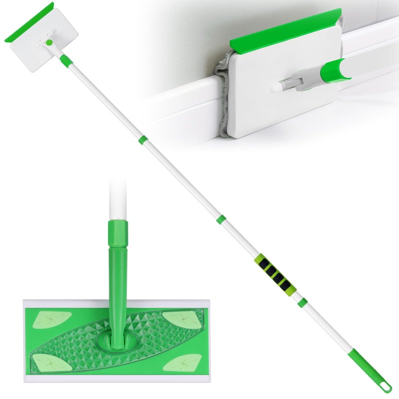 Qaestfy Baseboard Cleaner Tool with Handle, Extendable Long Handle Baseboard Floor Cleaning Tool Duster with Reusable Pads for Floorboard - Image 1