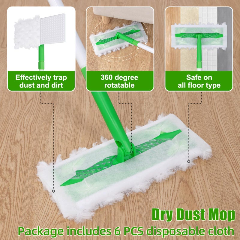 Qaestfy Baseboard Cleaner Tool with Handle, Extendable Long Handle Baseboard Floor Cleaning Tool Duster with Reusable Pads for Floorboard - Image 4