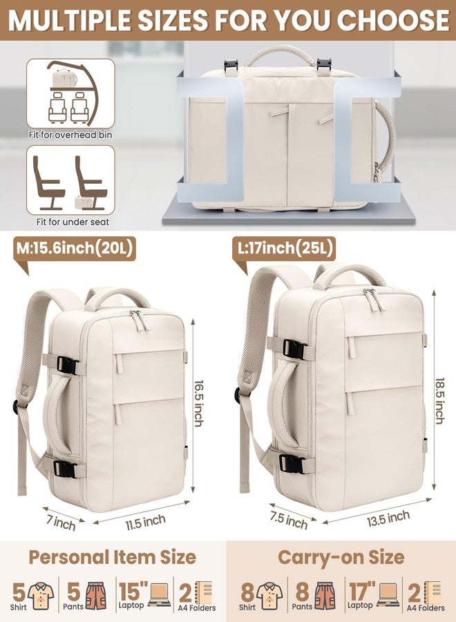 Pritent Travel Backpack for Women Man, Travel Bag Airline Approved Laptop Backpack Carry on Weekender Bag for Trip, Beige, 15.6 Inch - Image 5