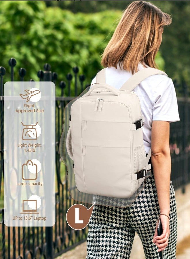 Pritent Travel Backpack for Women Man, Travel Bag Airline Approved Laptop Backpack Carry on Weekender Bag for Trip, Beige, 15.6 Inch - Image 2